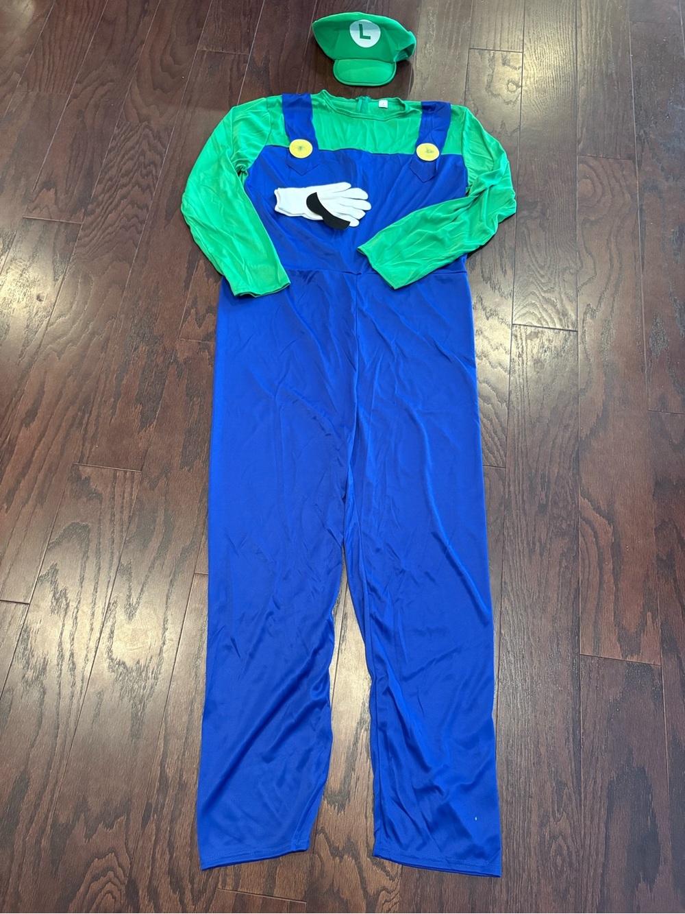 NEW Nintendo Super Mario Bros Luigi Adult Costume with Hat Gloves & Mustache L